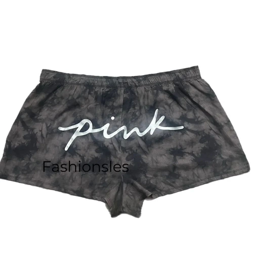 Victoria’s Secret Pink Soft Flannel shorts Pink Logo on back gray black XXL